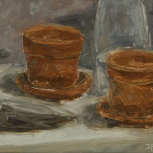 Original Still Life Oil Painting - 6x9 Oil on Panel - Pottin