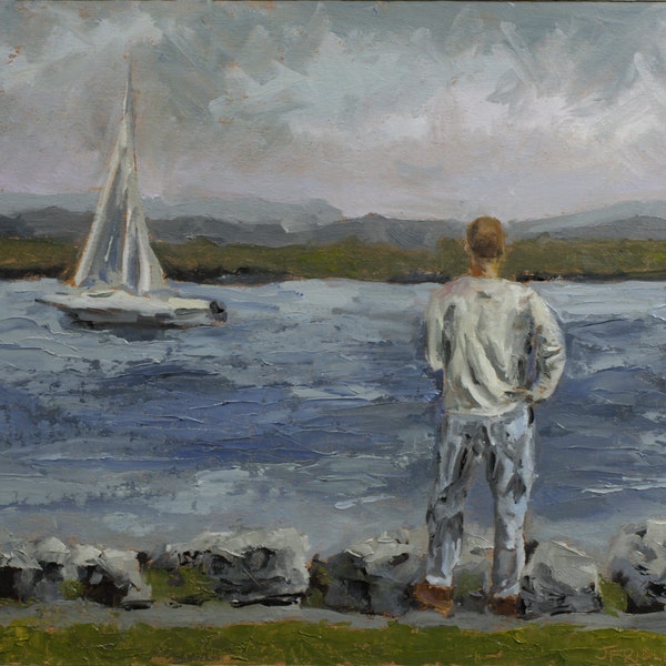 Original Landscape Oil Painting - 11x14 Oil on Panel - Sailin