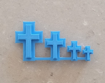 Mini Cross (wide) Fondant Embosser (set of 4) - 1.5cm, 2cm, 3cm & 4cm - cookie / biscuit stamp