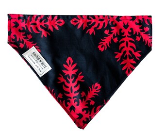 Schwarz und rot Hawaii-Druck Hund Bandana