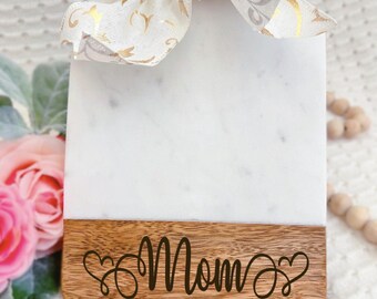 Personalized engraved chop board serving Charcuterie Board, Mother's Day Sunflower gift, Anniversary Gift, Cheese Board  Wood & Marble
