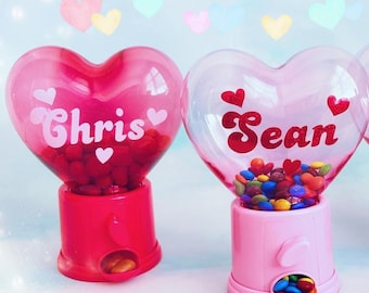 Custom Personalized Red/Pink Heart Mini Candy dispenser, Valentine's gift for kids class teachers, Valentine's day heart decor, Party Favors