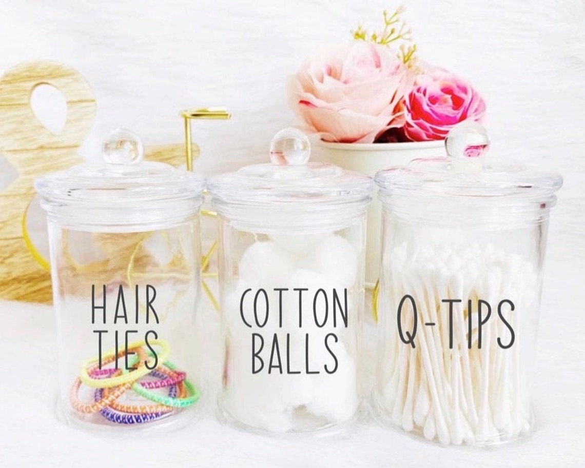 Bathroom Cotton Balls Qtips cotton balls Hair ties holder Etsy