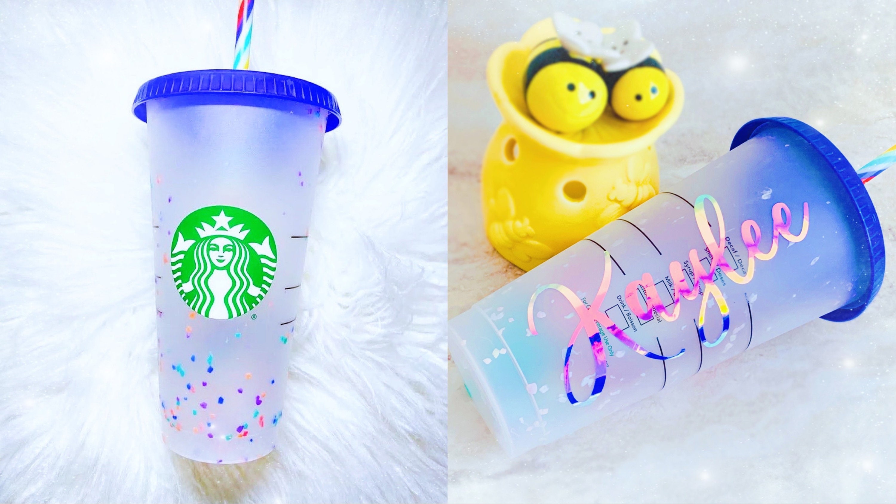 Starbucks Personalized Custom Confetti Cup, Color Changing Cup Rainbow ...