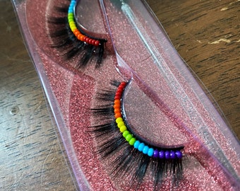 Pride themed beaded lashes Indigenous Made