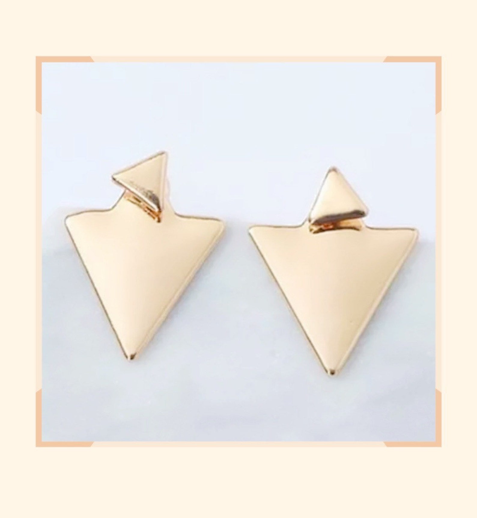 Silver/gold Double Triangles Ear Jacket Front Back Earrings Etsy
