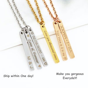 New Motto Personalize Necklace Bar for Her/Him Engrave Motivate Best Birthday Inspiration Mother Long Distance Relationship Anniversary Gift
