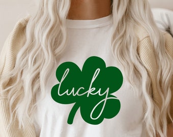 Lucky Shamrock SVG, St. Patrick's Day-shirtontwerp, Clover Cut-bestand (digitale download)