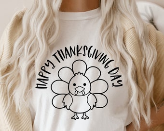 Thanksgiving Turkey SVG, Fall Shirt Design Clipart, Silhouette Cut Files (Digital Download)