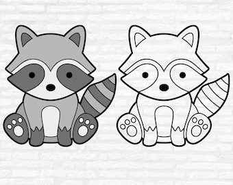 Raccoon Clipart, Woodland Animal SVG, Layered Cut Files (Digital Download)