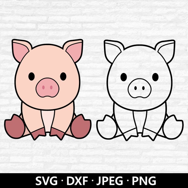 Fichiers SVG bébé cochon pour Cricut, fichier Pig Cut, cochon mignon Svg, fichier Animal Svg, Farm Animal Svg, Pig Cutting Clipart, fichier Farm Svg pour Cricut