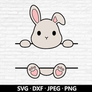 Häschen-Monogramm SVG, Häschen-Namensrahmen-Svg, Osterhasen-Svg, Geteiltes Monogramm-Svg, Kinder-Shirt, niedliche Tiere Name Tag Schnittdateien digitaler Download