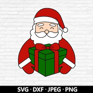Regalo di Babbo Natale in formato SVG, Babbo Natale in formato SVG, file di taglio a strati del viso di Babbo Natale carino, Clipart di Babbo Natale, camicia per bambini invernale per le vacanze di Natale Download digitale