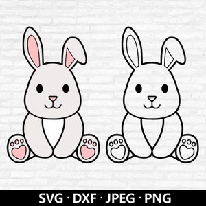 Osterhasen-Svg, Baby-Kaninchen Clipart, Waldtiere Vektor, Kaninchen-Svg, Osterhasen-Umriss, Kaninchen-Schichtschnittdateien Digitaler Download