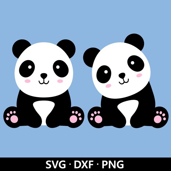 Baby Panda Clipart, Cartoon Animal SVG Cut files (Digital Download)