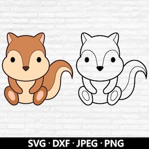 Écureuil mignon SVG, Clipart écureuil, animaux de la forêt SVG, bébé animal Svg, Baby Shower SVG, fichiers coupe écureuil mignon en téléchargement numérique