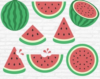 Watermelon SVG Bundle: Summer Fruit Clipart, Layered Cut File (Digital Download)