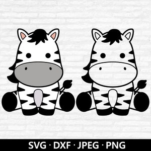Zèbre SVG, fichiers coupés zèbre, mignons animaux de safari de la jungle SVG, chemise pour enfants, vecteur de zèbre, mignon bébé zèbre contour coupe fichiers téléchargement numérique