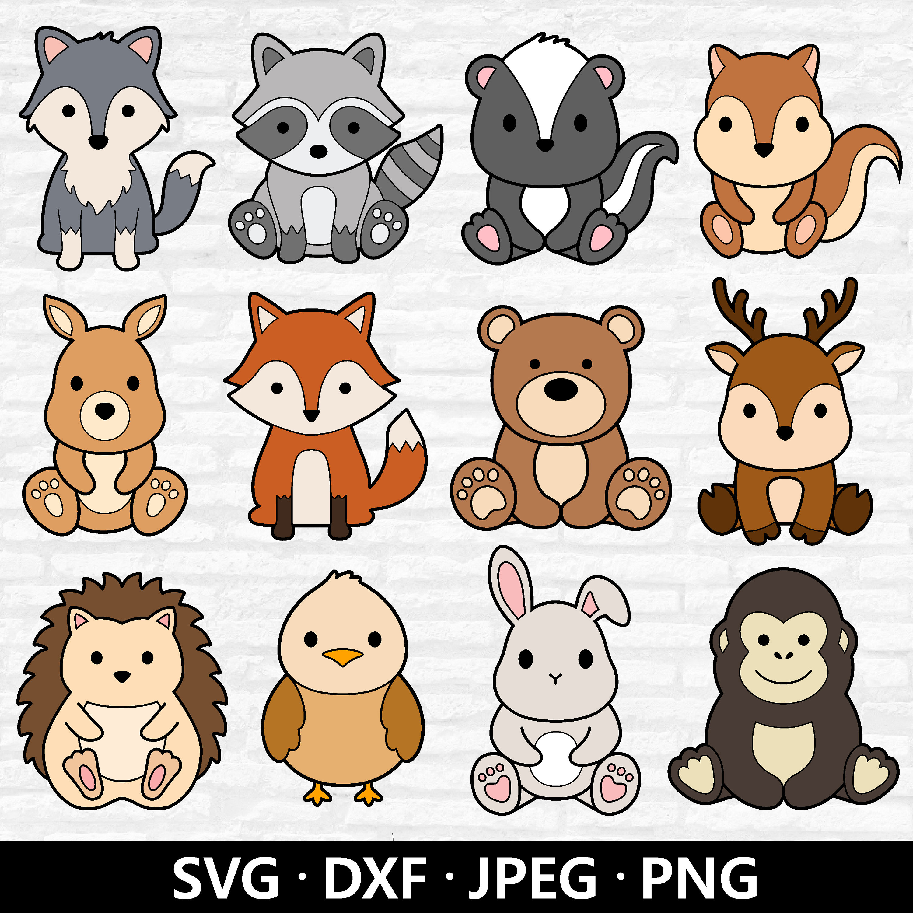 Cute animal drawings easy for kids - Etsy México, image size:3000x3000