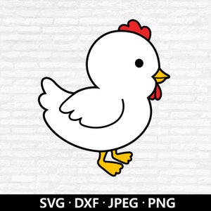 SVG-bestand kip, schattige kuiken vector, clipart baby kip, teken boerderij dieren, dierenshirt kinderen, kip gesneden bestanden digitale download