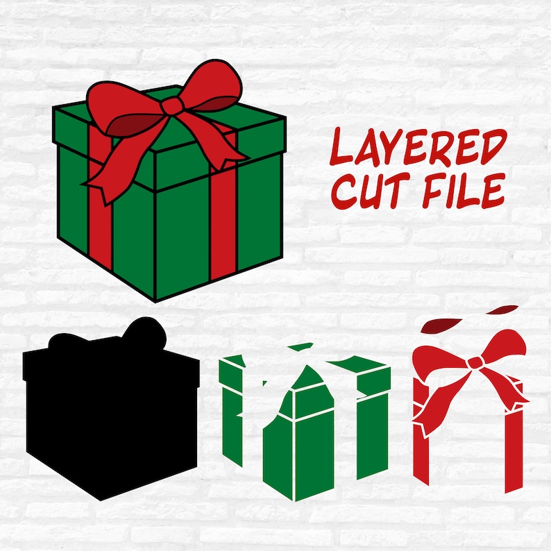 Christmas Gift SVG, Present SVG, Gift Box SVG, Presents Clipart, Gift Box Clip Art, Digital Download, Cricut Silhouette zdjęcie 2