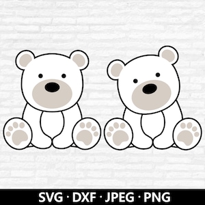 Polar Bear SVG, Cute Bear SVG. Baby Bear Clipart, Baby Shower Png, Kids shirts SVG, Bear layered file, Zoo animal Cut files Digital Download