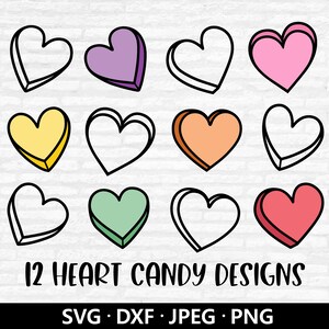 Heart candy SVG, Valentines Day SVG files for Cricut, Conversation Hearts svg, Hand drawn svg, Love svg, Valentine Svg Bundle