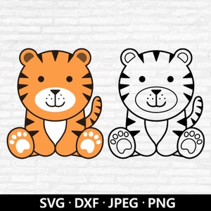 Baby Tiger SVG, süße Tiger SVG, Kinder Shirt, Tiger Umriss Schnittdateien, Dateien mit Schichten, Tiger Clipart, Dschungeltier Schnittdateien digitaler Download