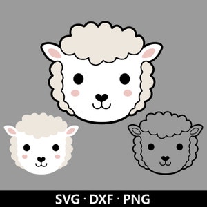 Faccia di pecora SVG, vettore di pecorella, clipart di animali da fattoria, agnello SVG, clipart di pecore, maglietta di animali da compagnia, file di taglio di pecore carine Download digitale