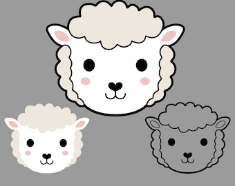 Lamb Face SVG, Sheep Vector Clipart, Layered Cut Files (Digital Download)