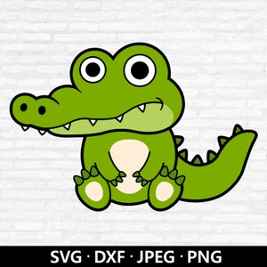 Alligator SVG, niedliche Baby Krokodil PNG, Krokodil Clipart, Safari Tier PNG, Krokodil Shirts zwart, Alligator geschnittene Dateien digitaler Download