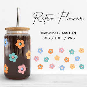 Retro Flower Glass Wrap SVG: Floral Clipart (Digital Download)