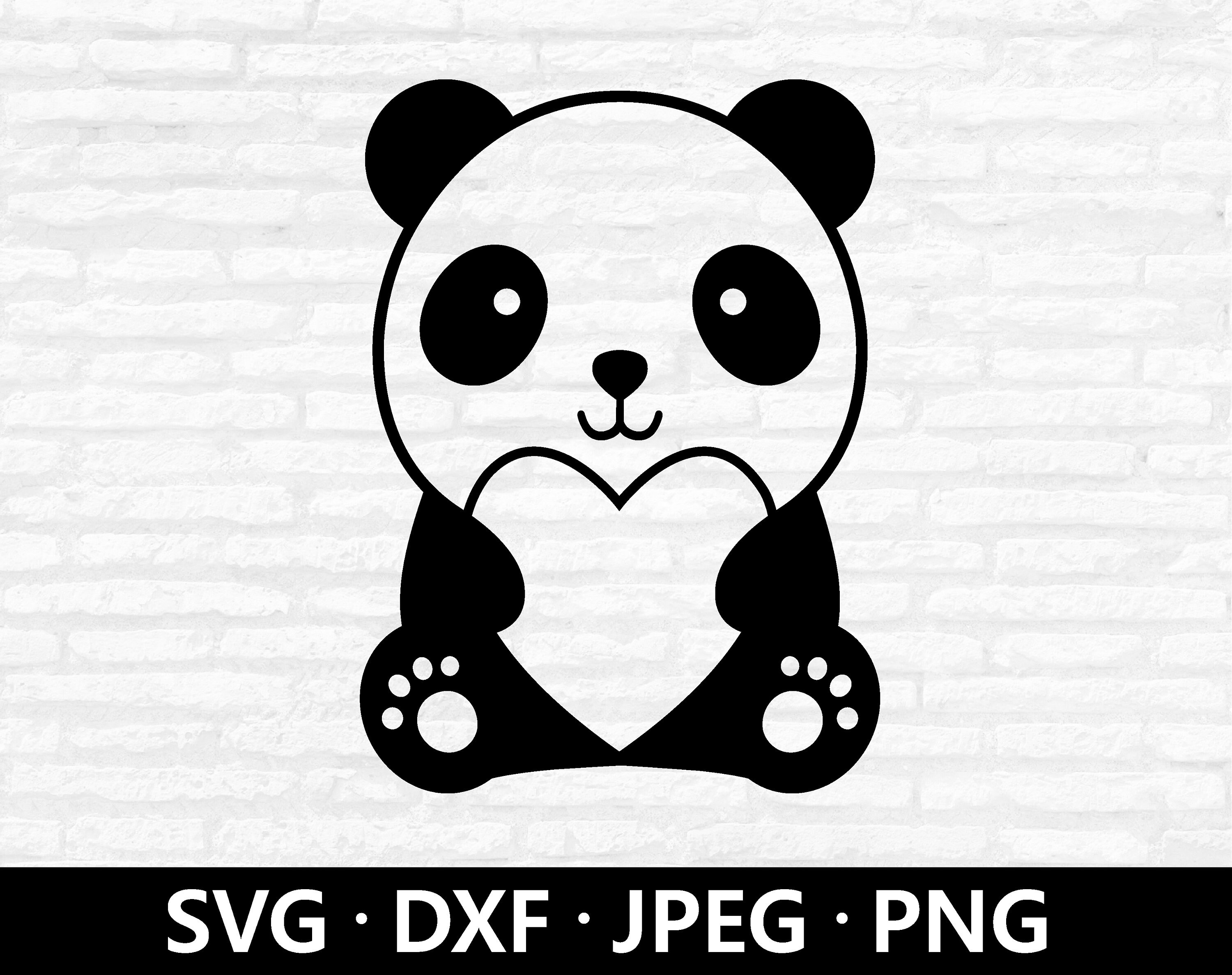 Flat outline panda face icon Royalty Free Vector Image