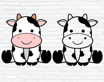 Cute cow svg, Baby cow svg, Cow svg, Cow clipart, Cow cartoon, Cow icon SVG, Boy Girls Cow birthday shirt SVG Cut files Digital Download