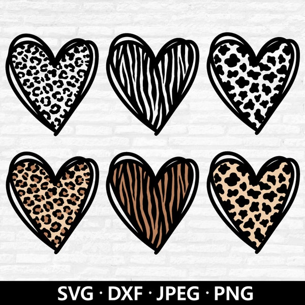 Animal Print Herzen SVG, Valentine SVG, Herz Bundle SVG, Leopard Print Herz SVG, Valentinstag, Herz Shirt SVG, Liebe svg geschnitten Datei Cricut
