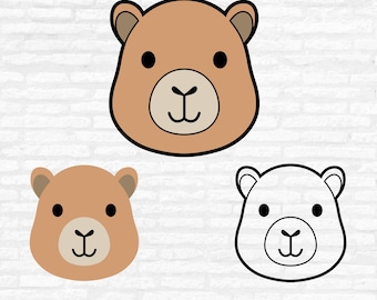 Capybara Face Clipart, Nursery Animal Vector Cut files (Digital Download)