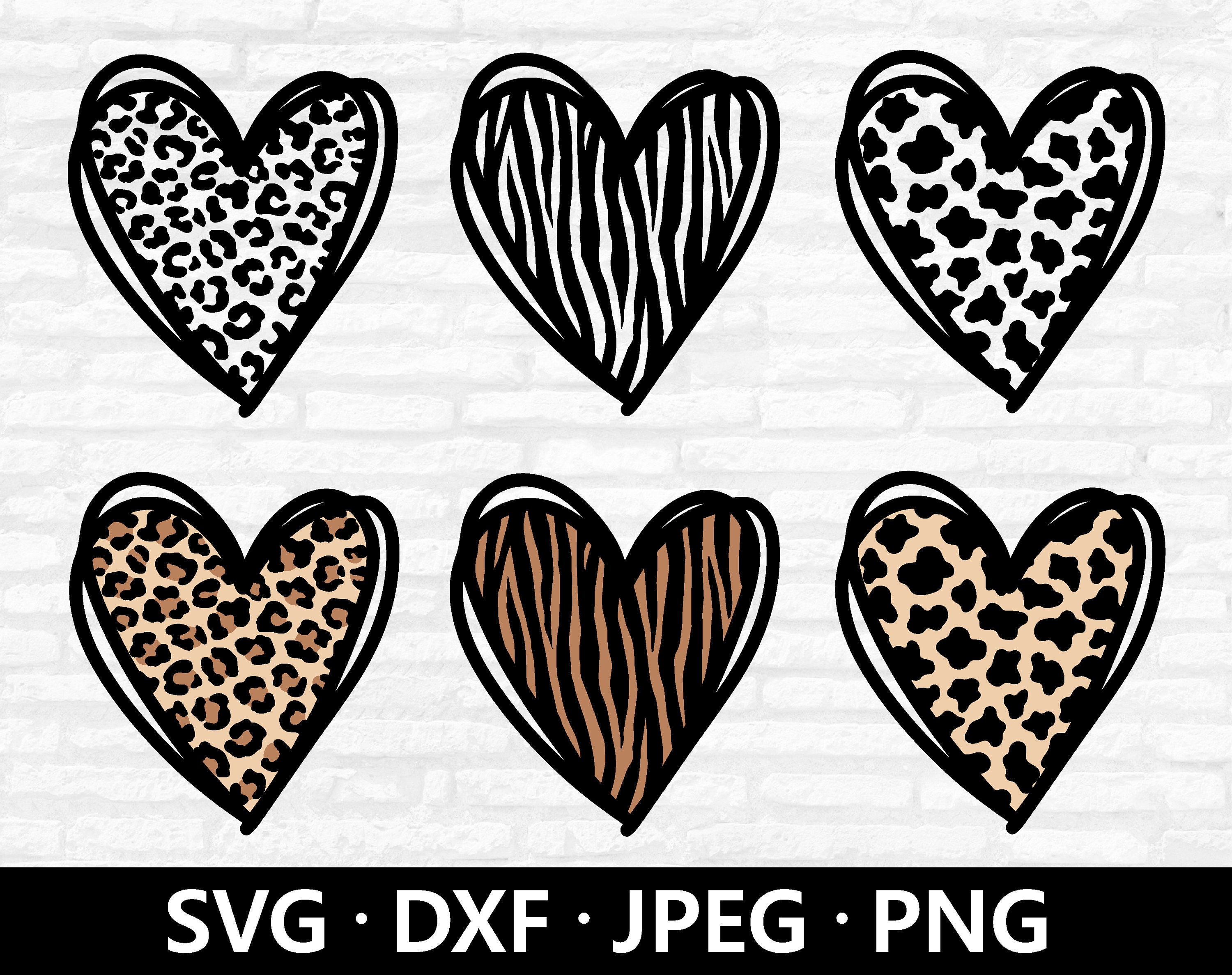 Animal Print Hearts SVG Valentine SVG Heart Bundle Svg Etsy