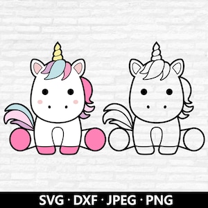 Cute Unicorn SVG, Unicorn SVG, Kids Unicorn Shirt Clipart, Unicorn Birthday Svg, Unicorn Outline Vector, Unicorn Cut files Digital Download