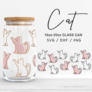 Verre 16 oz | Fichiers Svg chat de 20 oz, impression animal sur verre wrap Svg, clipart chat, chaton Svg, Svg pour animaux de compagnie, chat mignon verre coupe fichiers téléchargement numérique