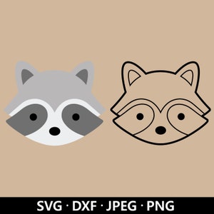 Visage de raton laveur SVG, fichier de coupe de raton laveur, clipart animaux des bois, pépinière animal des bois de la forêt, contour de raton laveur coupe fichiers téléchargement numérique