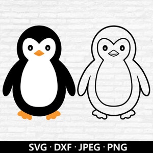 Schattige pinguïn SVG, pinguïn illustraties, pinguïn clipart, pinguïn gelaagd bestand, pinguïn overzicht SVG, winterdieren knippen bestanden digitale download