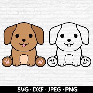 Puppy SVG, Dog Cut file, Cute Dog Outline Vector, Baby Shower Shirt Svg, Pet SVG, Puppy Clipart, Cute Animals cutting files Digital Download
