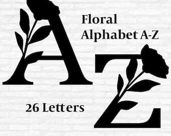 Floral Alphabet SVG: Flower Monogram Letters, Cut Files (Digital Download)