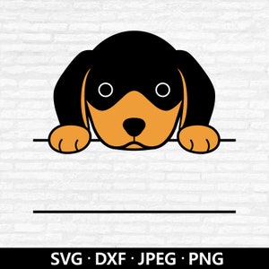 Monogram jamnika SVG, słodki pies wektor, ramka z imieniem jamnika SVG, podzielony monogram PNG, clipart dla zwierząt, pliki do cięcia jamnika Pobieranie cyfrowe
