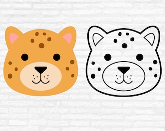 Clipart vectoriel visage de guépard, fichiers de coupe animaux léopard (téléchargement numérique)
