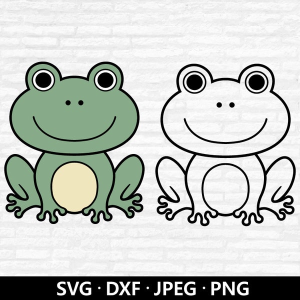 Frosch SVG-Dateien, Süßer Frosch SVG, Frosch Clipart, Frosch Silhouette, Baby Shower Shirt, Frosch Umriss SVG, Frosch Cricut Schnittdateien Digitaler Download