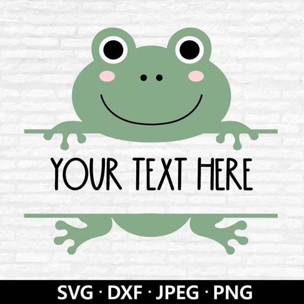 Frog Monogram SVG, Frog SVG, Split frog svg, kawaii frog clipart, Layered files, Customize with name, Frog Cricut cut files Digital Download