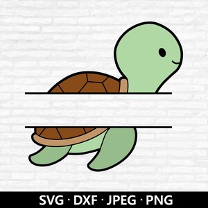 Monogramme de tortue de mer SVG, nom d'animal de mer cadre PNG, fichier de coupe mignon tortue de mer, chemise de douche de bébé, personnaliser, couper les fichiers téléchargement numérique