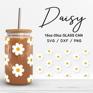Daisy Glass Wrap SVG: Floral Pattern Cut Files (Digital Download)