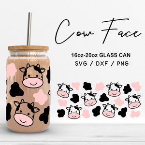 Strawberry Pink Cute Cow Print Wrap - 16 oz Libby Beer Glass Wrap